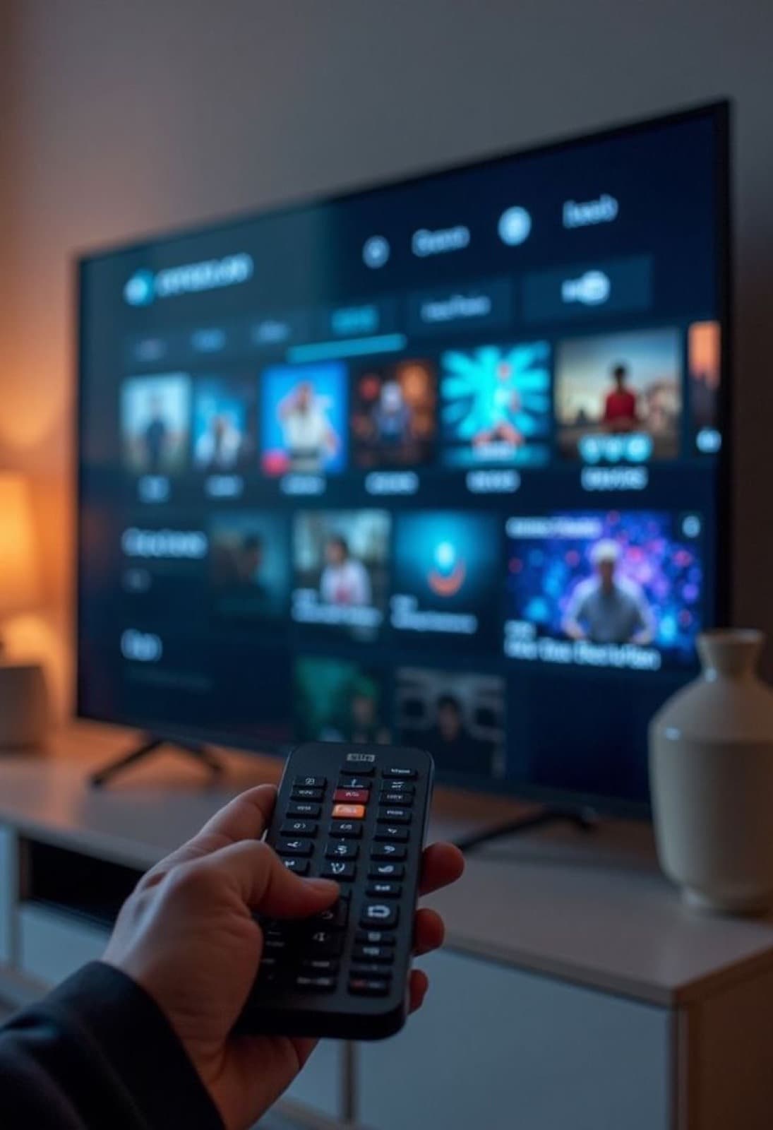 Télécommande Smart TV et écran affichant un test IPTV gratuit en France
