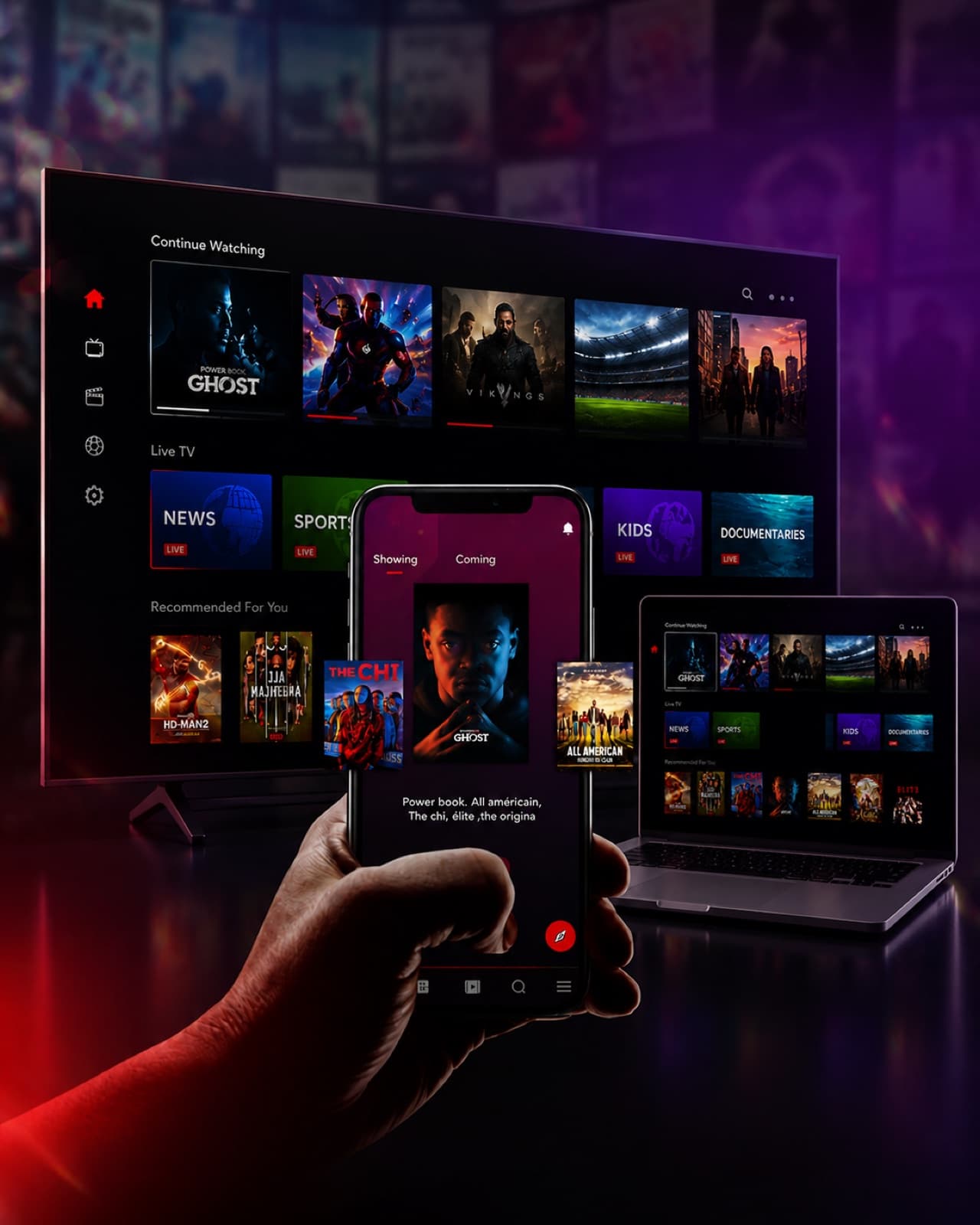 Télécommande pointée vers une télévision affichant l'application IPTV Smarters Pro